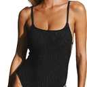 Womens Sexy One Piece Bathing Suits Tummy Control Scoop Neck Padded Swimsuit Open Back High Cut Slimming Swimwear (Medium, Black-Strappy Back)