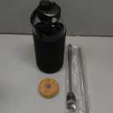 PROBTTL Glass Water Bottles 64 oz, Half Gallon Glass Water Bottle with Straw, Silicone Sleeve, 2 Lids - Handle Spout & Bamboo Straw Lid (Black)