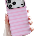 for iPhone 17 Air Case Cute Aesthetic Horizontal Striped Phone Case for Women Girl Shockproof Slim TPU and Hard PC Protective Cover 6.5 inch 2025 - Green and Blue