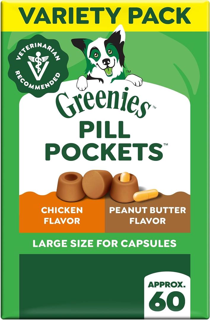 Greenies Pill Pockets for Dogs Large Size, Dog Treat Pouch for Capsule Medication, Variety Pack, 7.9 oz. Pouch (EXP 05/31/27)