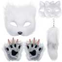 Litdevil Cat Therian Furry Therian Fox Tail Set - Animal Mask Half Mask for Masquerade