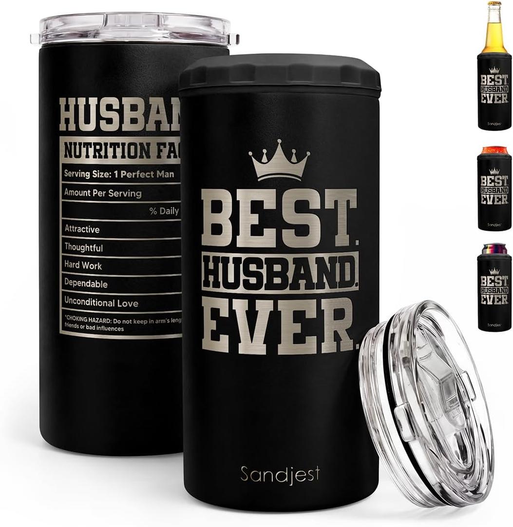 Gift for Husband Can Cooler Stainless Steel 12oz, Insulated Tumbler for Men, Travel Cans Koozie, Gifts for Birthday, Christmas