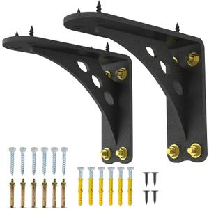 Heavy Duty Shelf Brackets ,1000Lbs Max Load for Floating Shelves & Countertops, 6 Inch x 5 Inch Black Metal BracketsSet of 2,Industrial Strength Wall Mount Shelf Supports(6"x 5"Black)