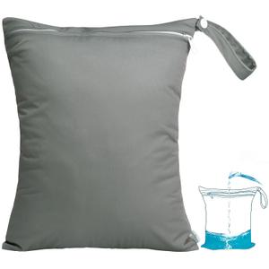 babygoal Waterproof Wet Dry Bag for Swimsuit, Reusable Bag for Travel, Food Storage, Stroller, Daycare, Baby Diapers, Yoga, Beach, Pool, Wet Clothes-Grey