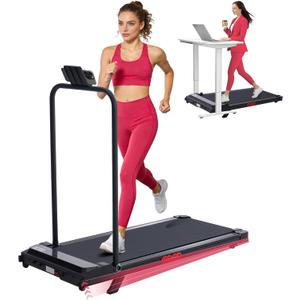 Walking Pad with Handle Bar and Incline, 3.0HP Under Desk Treadmill for Home Small Space, 0.6-7.6MPH Portable Walking Pad Treadmill with Handles, 350LBS, 2026 Upgrade (Black-X1)