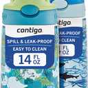 Contigo Aubrey Kids Dinos & Sharks Cleanable Water Bottle with Silicone Straw Spill-Proof Lid Dishwasher Safe 14oz 2-Pack