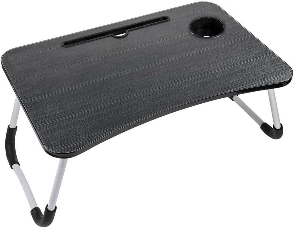Portable Folding Laptop Stand Holder Study Table Desk Wooden Foldable Computer Desk for Sofa Tea Serving Table 60x40x28cm (Color : Black, Size : 60(L) x40(W) x28cm(H)) (Black 60(L) x40(W) x28cm(H))