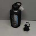 64 oz Glass Water Bottle With Straw and Handle, Half Gallon Sports Motivational Water Jug Flask with Silicone Sleeve, Large Water Cup with Time Marker for Travel, Gym, Black