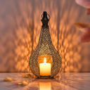 11.6inch Moroccan Lantern Lamp Decorative Candle Holders for Ramadan Decorations, Hanging, Outdoor Patio or Porch, Indoor Home Decor Gold