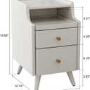 AQIMUELE Wood Nightstand, White Nightstand with 2 Drawers, Bedside Table for Bedroom, 15.74''D*15.74''W*19.68''H