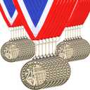 Quelay 100 Pcs 2'' Award Medals Bulk Gold Winner Medals with Neck Ribbons Metal Trophy Award Prize Gift for Tournaments, Competitions, Party, Kids and Adults