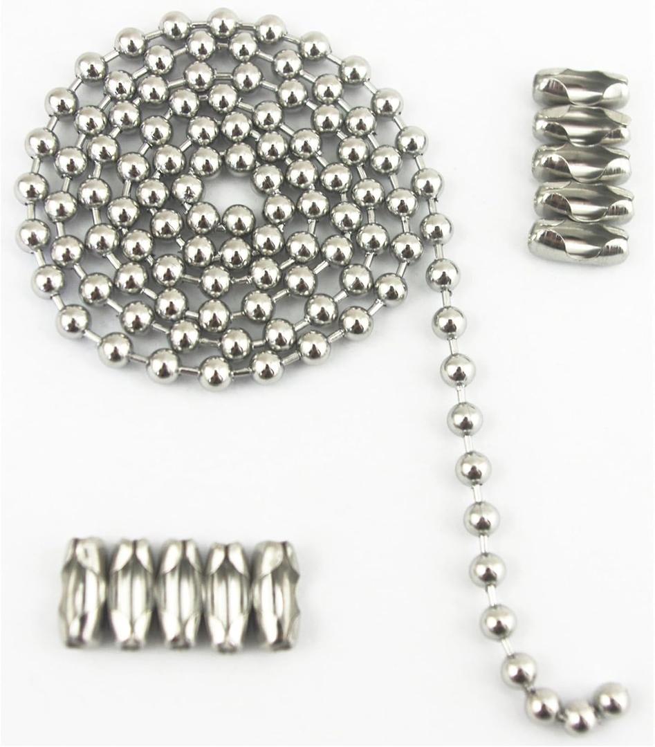 Glory Qin 6mm Stainless Steel Ball Chains & 10 Matching connectors (6mm, 10 feet)