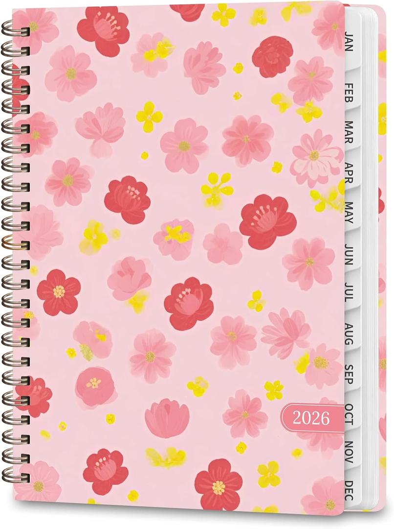 2 x 2026 Planner, Weekly and Monthly Calendar Planner Book, Jan 2026 - Dec 2026, Planning Agenda for Desk Accessories and School Supplies - A5 (6.3'' x 8.5'') (Red Flower)