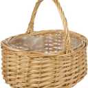 PRETYZOOM Portable Egg Basket Candy Willow Handwoven Basket Woven Storage Fruits Picking Rustic Girl Lollipop Holder Cards Decor Lovers Rattan Bread
