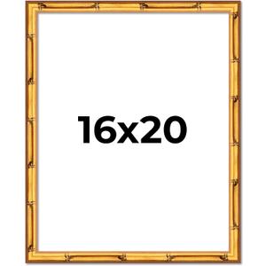 Poster Palooza 16x20 Frame Gold Bamboo Solid Wood Picture Frame with UV Acrylic, Foam Board Backing & Hanging Hardware Included