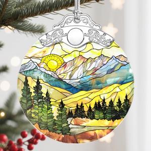 3 x Christmas Ornament, Christmas Decoration, Stained Glass Ornament, Heirloom Keepsakes, Holiday Ornaments, Holiday Presents, Unique Xmas Gifts, Gift Exchange Ornaments, Gift Idea - Mountain Range