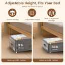 Under Bed Storage with Wheels, 2-Pack Underbed Storage Containers, No Assemble 11 inches 90L XXL Large Adjustable Storage Bins with Clear Lids, Rolling Storage for Clothes, Shoes, Blankets, Gray