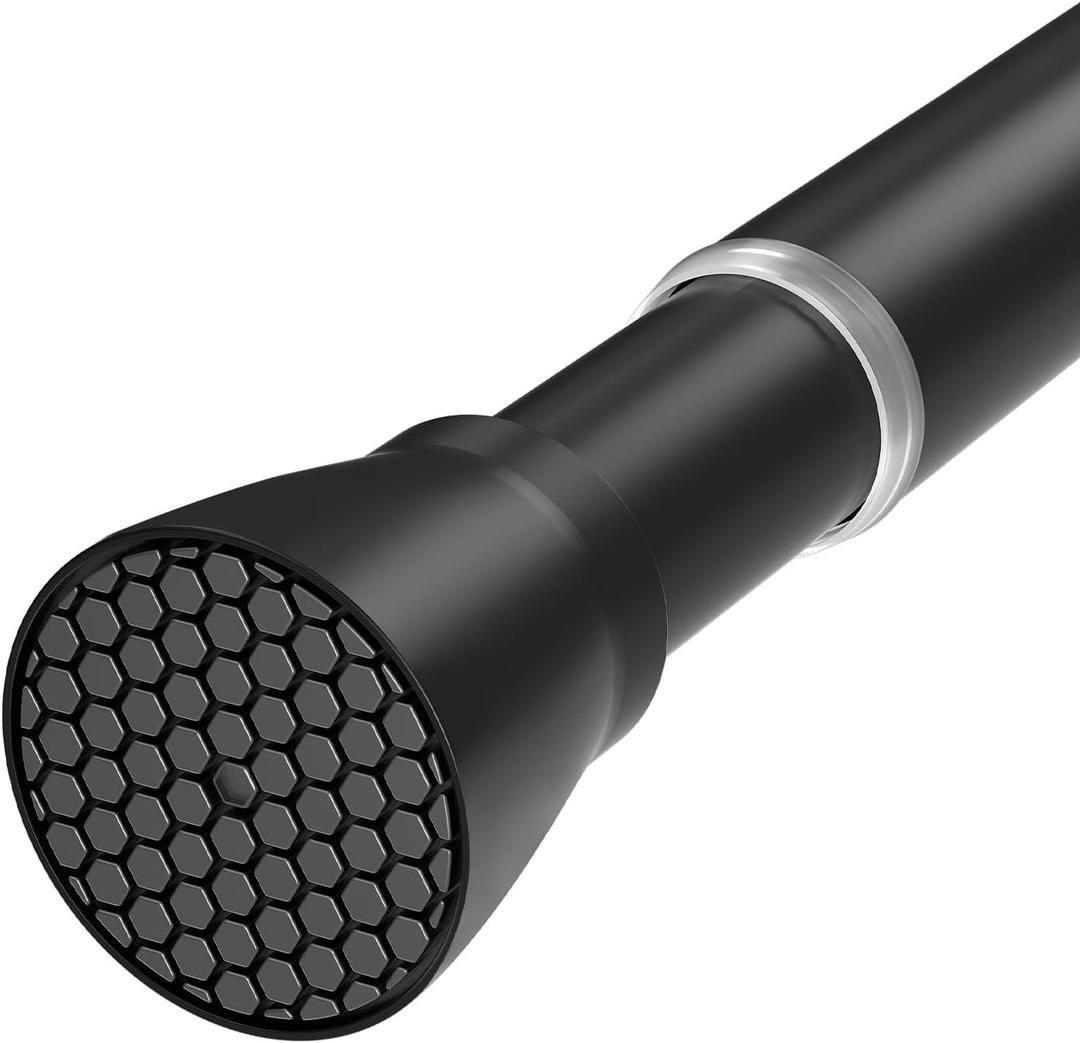 QINGYUN Black Tension Curtain Rod 28 to 48 Inch Spring Rod No Drilling Adjustable Shower Curtain Rod for Windows, Bathrooms, Closet, Kitchen