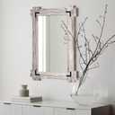 MeMoreCool Rustic Wood Framed Bathroom Mirror, Decorative Farmhouse Vanity Mirror, Wall Mounted Rectangular Mirror for Bedroom, Living Room, or Bathroom, Small 20x30 Inch, White
