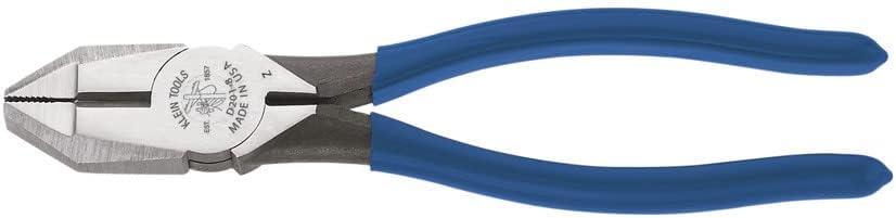 Klein Tools D201-7NE Lineman's New England Nose Pliers with Streamlined Design, Knurled Jaws and Handle Tempering, 7-Inch