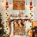 Pinkunn 2 Set Lighted Christmas Porch Decorations Christmas Front Door Ball Garlands with LED Lights Red Bow Xmas Light Bulb Ornaments for Front Door Xmas Tree Wreath Window Wall Indoor Outdoor Decor