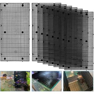 Plastic Egg Crate Grip Panel Fish Tank Divider Aquarium Divider Filter Bottom Fish Tank Isolation Board Egg Crate Tray (Black, 8pcs 11.8X5.9 Inch with 0.15 Inch Hole)