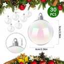 30 PCS Iridescent Ornaments Balls,2.36 Inch Clear Christmas Rainbow Ball,Plastic Hanging Bubble Ornaments Balls for Christmas Tree,Party,Home Decor