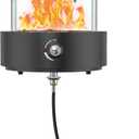 ONLYFIRE OUTDOOR LIVING Gas Fire Pit Bottom-Mounted for Table with Umbrella Hole, Portable Tabletop Smokeless Firepit with Wind Guard, Propane Firepit for Patio Camping RV Tailgating, Round FP039