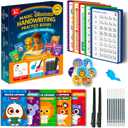 Magic Grooved Writing Practice for Kids  5 Reusable Grooved Writing Books for Kids 35, Ages 6-8, 49+ Activities for Alphabet, Numbers, Math & Drawing, Erasable Magic Ink, Pen Grip for Small Hands