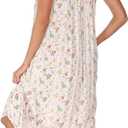 AVIIER Cotton Nightgowns for Women Sleeveless House Dress Ladies Long Nightdress with Pockets (White, L)