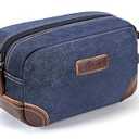 Emissary Men's Toiletry Bag, Leather and Canvas Travel Toiletry Bag, Dopp Kit for Men, Travel Bathroom Bag Men's Shaving Kit, Travel Kit Small Bags for Men, Shaving Bag for Travel Accessories, Blue