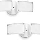 UME 2-Pack 19W Dusk to Dawn LED Security Light Outdoor, 2 Adjustable Head, 2000LM, 5000K, IP65 Waterproof, Super Bright Flood Light with Photocell for Garage,Yard,Exterior,Entryway(White)
