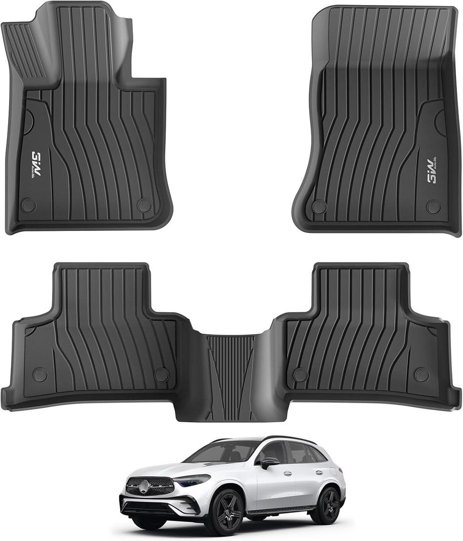 3W Floor Mats for Benz GLC 2023-2026(Coupe Only for 2024-2026), TPE All Weather Custom Fit Floor Liner for Benz Accessories GLC300/GLC350e/GLC43 AMG/GLC 63 AMG S E