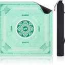 Mahjong Mat with Rules, 32.5"x32.5" Water Repellent & No-Crease American Mah Jongg Mat with Carry Bag, 3MM Noise Reduction Anti-Slip Rubber Backed Table Cover for Mahjong Games (Rolled Package, Green)