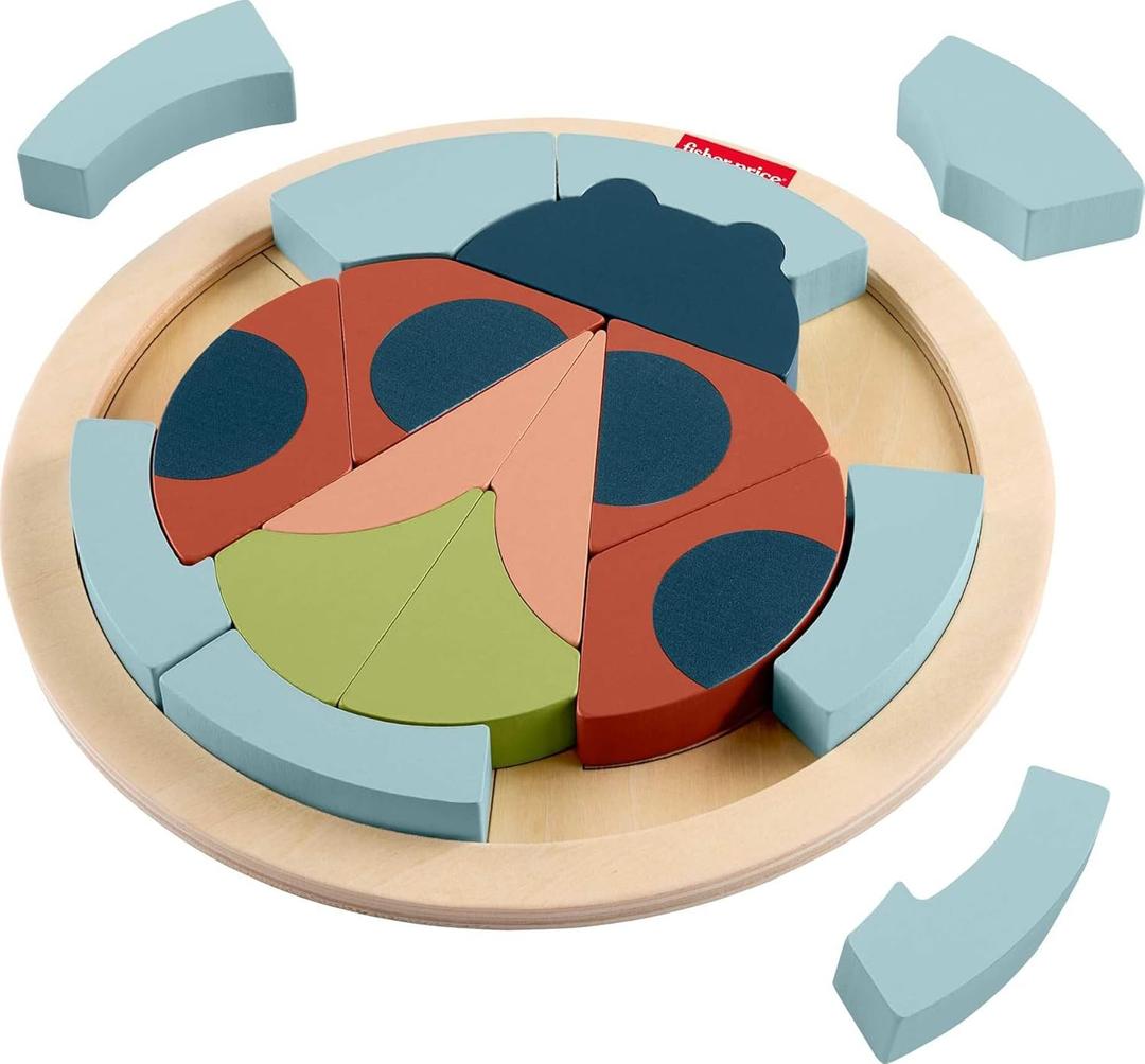 Fisher-Price Wood Preschool Toy Jigsaw Puzzle, Tiny Garden Lady Bug 18-Piece Wooden Activity for Fine Motor Play Kids Ages 3+ Years (Amazon Exclusive)