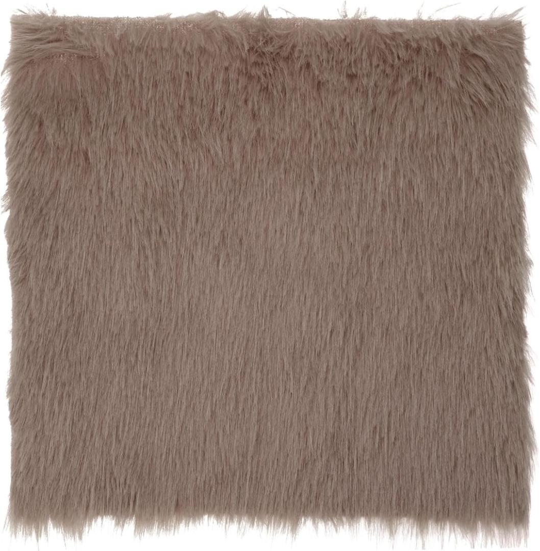 DMiotech 14"x14" Brown Faux Fur Square Fabric, Fluffy Faux Fur for Crafts, Gnomes, Animal Costumes, Cushions
