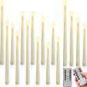 Rossesay 16 Pcs Ivory Flameless Taper Candles Battery Operated Candles with Remote Timer 8.5" 9.6" 10.8" 12.8" Multiple Sizes Ivory LED Flickering Candlestick for Wedding Centerpieces Party Decor