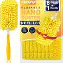 KeFanta Reusable Duster Refill for Swiffer, 360 Heavy Duty Duster Refills 8Pcs with 1 Handle, Washable Microfiber Dusters for Cleaning