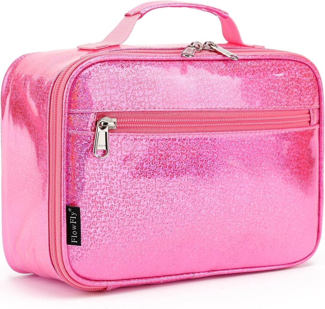FlowFly Kids Lunch box Insulated Soft Bag Mini Cooler Back to School Thermal Meal Tote Kit for Girls, Boys,Pink
