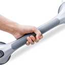 LEVERLOC Shower Handles for Elderly Suction, Grab Bars 17 Inch Strong Suction Bath Handrails, Safety Grip for Bathroom Chair, Bathroom Grab Bar for Senior No Drilling Waterproof,Silver