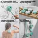 ME JO Electric Body Brush Back Scrubber for Shower | Massaging Spin Brush | 5 Replacement Heads | Waterproof | Rechargeable |Shower Back Scrubber for Men Women | Exfoliating Bath Brush(Green)