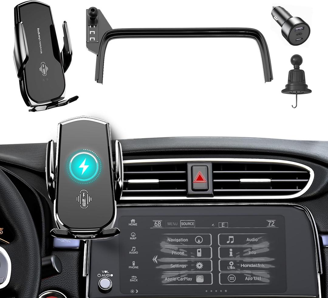 Car Phone Mount for Honda CR-V 20172022, 15W Fast Charging Auto-Clamping Honda CRV Phone Holder, 360Adjustable Left-Top Screen Mount, Car Accessories