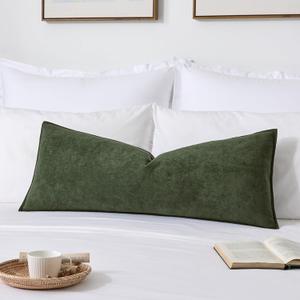 Kevin Textile 14x36 Inch Long Lumbar Cover 1 Pack Soft Boucle Textured Decorative Waterproof Rectangle Cushion Elegant Accent Pillows for Couch Sofa Chair Bed Home Decor Indoor Outdoor Olive Green