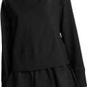 Cicy Bell Womens Long Sleeve Romper Dress Casual Loose Fit Boat Neck One Piece Shorts Jumpsuits Fall Outfits L