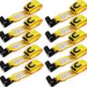 Roll Off Container Winch Strap with Flat Hook,4 Inch x 5 Feet, Heavy-Duty Cargo Straps for Flatbed Trailer with Flat Hook and Sewn Loop End to Secure and Easy Fixation,10-Pack