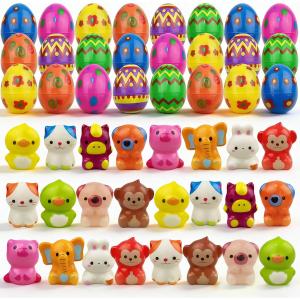 24 Pack Prefilled Easter Eggs with Animal Slow Rising Squishy Toys Inside Stress Relief Squeeze Toys for Kids Girls Boys Easter Basket Stuffers Gifts Party Favors