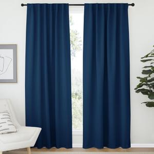 NICETOWN Blackout Curtain Panels Window Draperies - (Moroccan Blue Color) 52x84 inch, 2 Pieces, Insulating Room Darkening Blackout Drapes for Bedroom