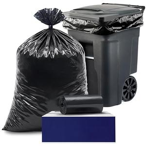 Plasticplace 95-96 Gallon Heavy Duty Black Trash Bags - Contractor Grade, Extra Large Garbage Bags for Construction & Outdoor Trash Cans, 1.2 Mil Thick, 61” x 68”