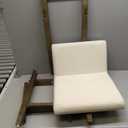 Nathan James Gracie Modern Counter Height Bar Stool with Back, Counter Stool Upholstered Chair with Natural Textured Linen and Brushed Wooden Legs, Cream Boucle/Dark Brown 1 Piece