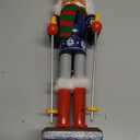 Joliyoou Christmas Nutcracker Figures, 14 Inch Wooden Nutcracker Ornaments, Large Xmas Funny Nutcracker Tabletop Festival Shelves Decorations(Bear Drummer)